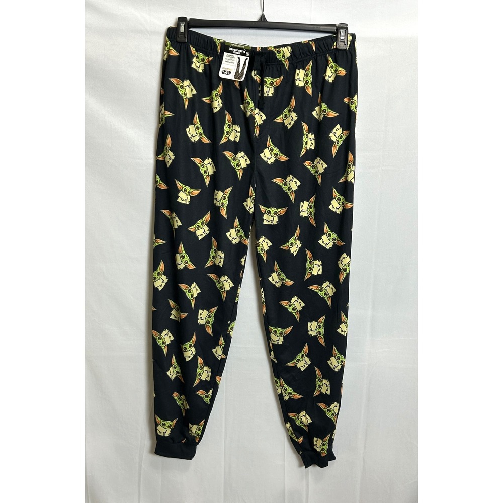 Star Wars Mandalorian Baby Yoda Grogu Mens Sleep Jogger Pajama Pants XL Black